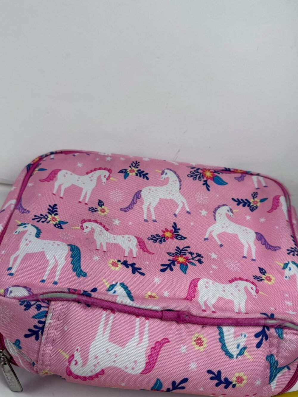 Wildkin Pink Unicorn Insulated Lunch Box Bag Cooler Zipper Pocket 9.5x7" stains - Picture 6 of 13
